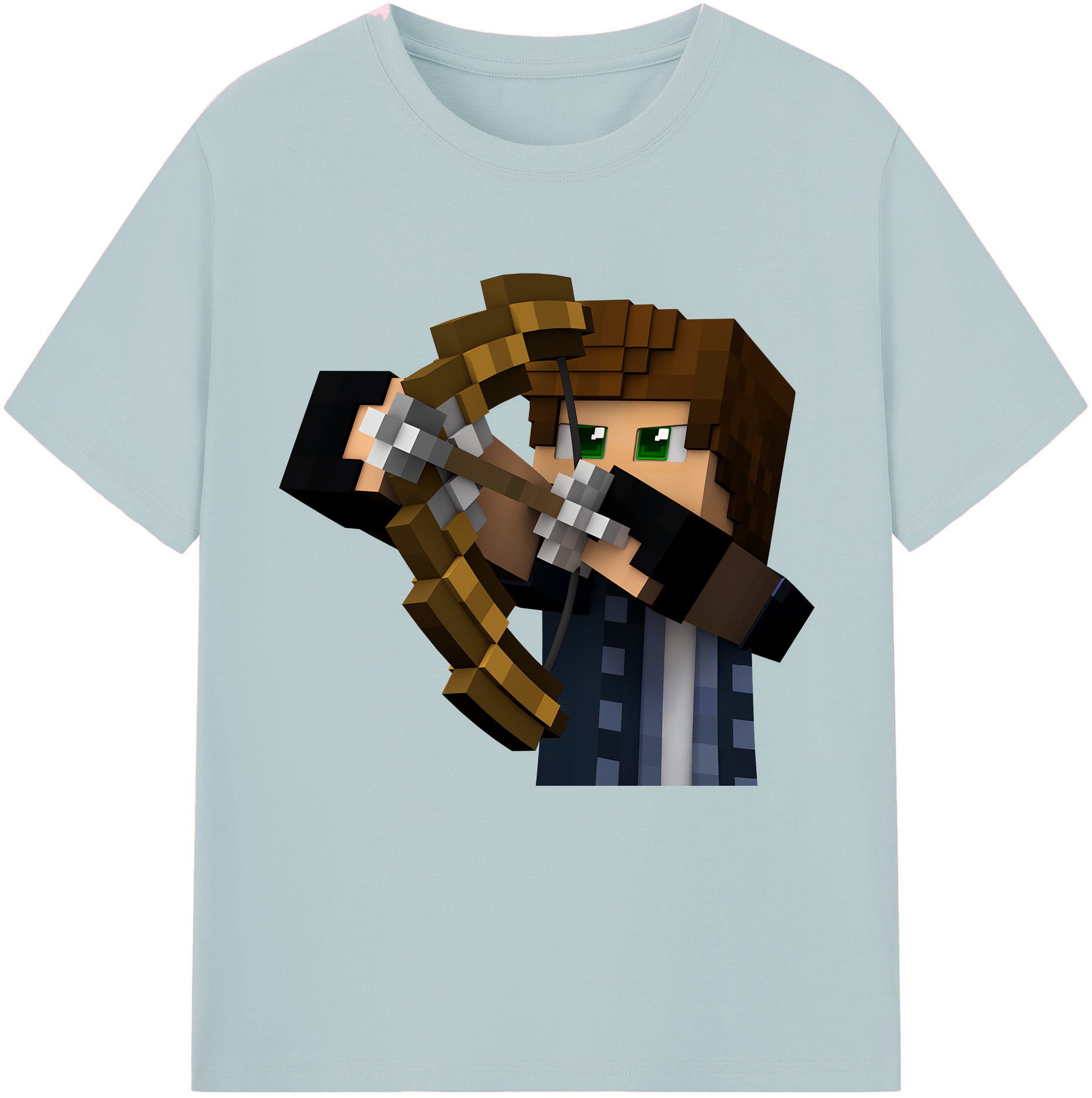 （画像用） マインクラフト ブロックの世界 Minecraft MC Block world 綿100％半袖Tシャツ（フロントプリント）